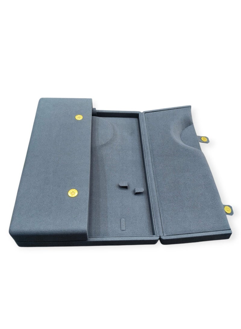 Al Seraj Luxury Full Jewellery Set Box | Premium Grey Microfiber Exterior & Interior | Necklace, Ring, Earrings & Bracelet Organizer | Made in Dubai | Gift & Display Ready - Image 1